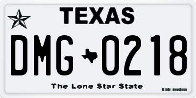 TX license plate DMG0218
