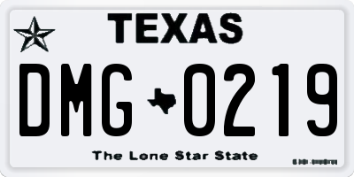 TX license plate DMG0219