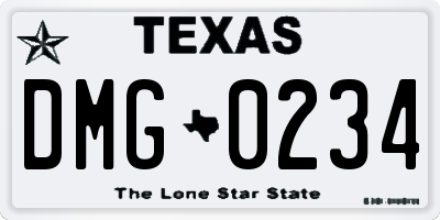 TX license plate DMG0234
