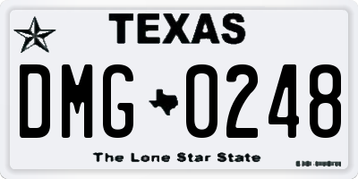 TX license plate DMG0248