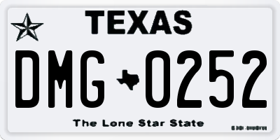 TX license plate DMG0252