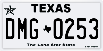 TX license plate DMG0253
