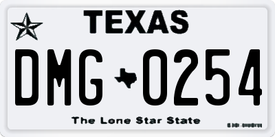 TX license plate DMG0254