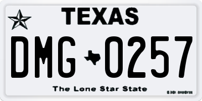 TX license plate DMG0257