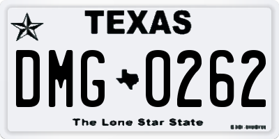 TX license plate DMG0262