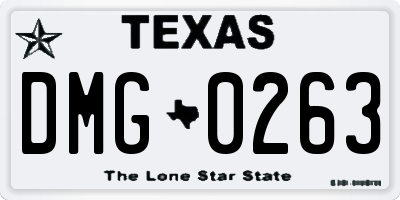 TX license plate DMG0263