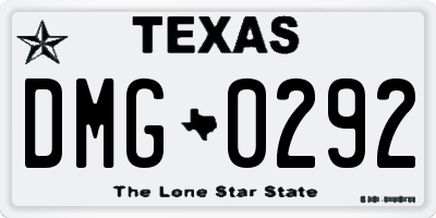 TX license plate DMG0292