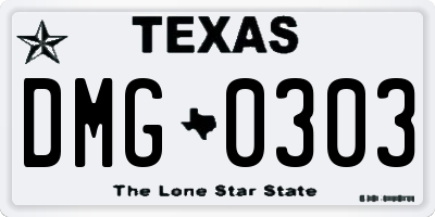 TX license plate DMG0303