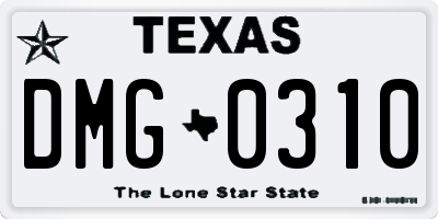 TX license plate DMG0310