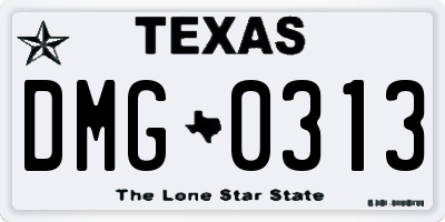 TX license plate DMG0313