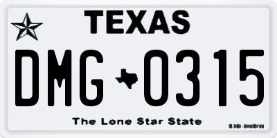 TX license plate DMG0315