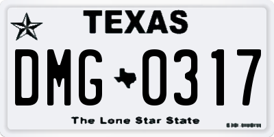 TX license plate DMG0317