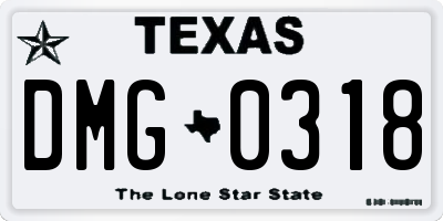 TX license plate DMG0318