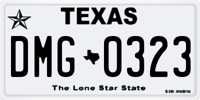 TX license plate DMG0323
