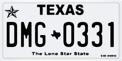 TX license plate DMG0331