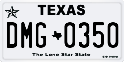 TX license plate DMG0350