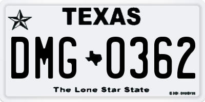 TX license plate DMG0362
