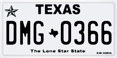 TX license plate DMG0366