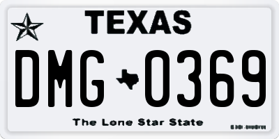 TX license plate DMG0369
