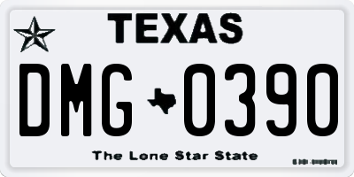 TX license plate DMG0390