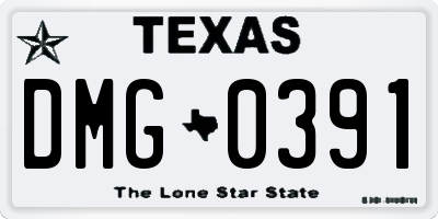 TX license plate DMG0391