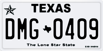 TX license plate DMG0409