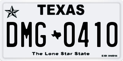 TX license plate DMG0410
