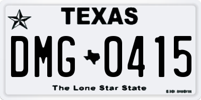 TX license plate DMG0415