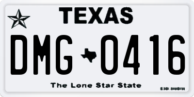 TX license plate DMG0416