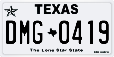 TX license plate DMG0419