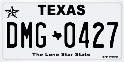TX license plate DMG0427