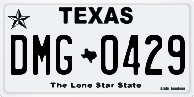 TX license plate DMG0429