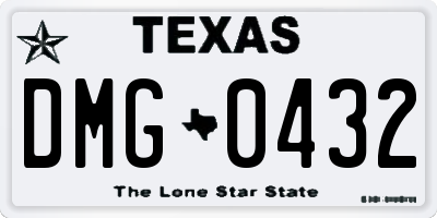TX license plate DMG0432