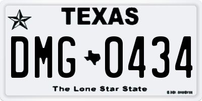 TX license plate DMG0434