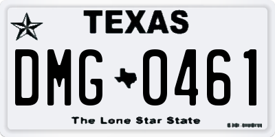 TX license plate DMG0461