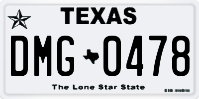 TX license plate DMG0478