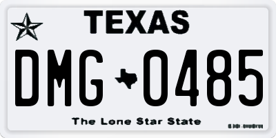 TX license plate DMG0485