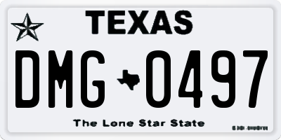 TX license plate DMG0497