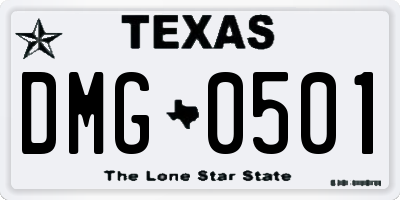 TX license plate DMG0501