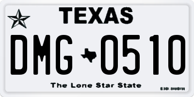TX license plate DMG0510