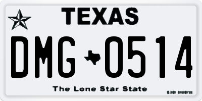 TX license plate DMG0514