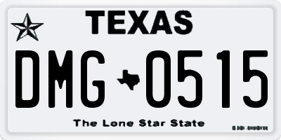 TX license plate DMG0515