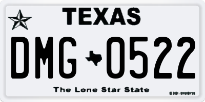 TX license plate DMG0522