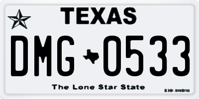 TX license plate DMG0533