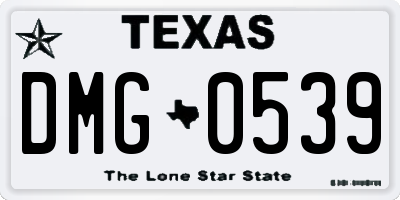 TX license plate DMG0539