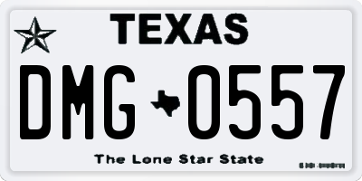 TX license plate DMG0557