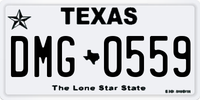 TX license plate DMG0559