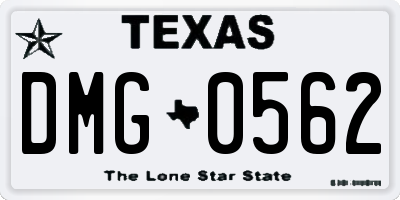 TX license plate DMG0562