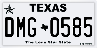 TX license plate DMG0585