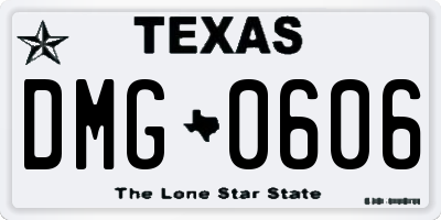 TX license plate DMG0606